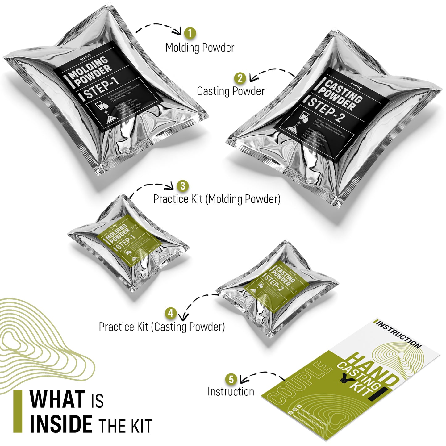 Kraftify™ Couple Hand Casting Kit - (Only Powders)