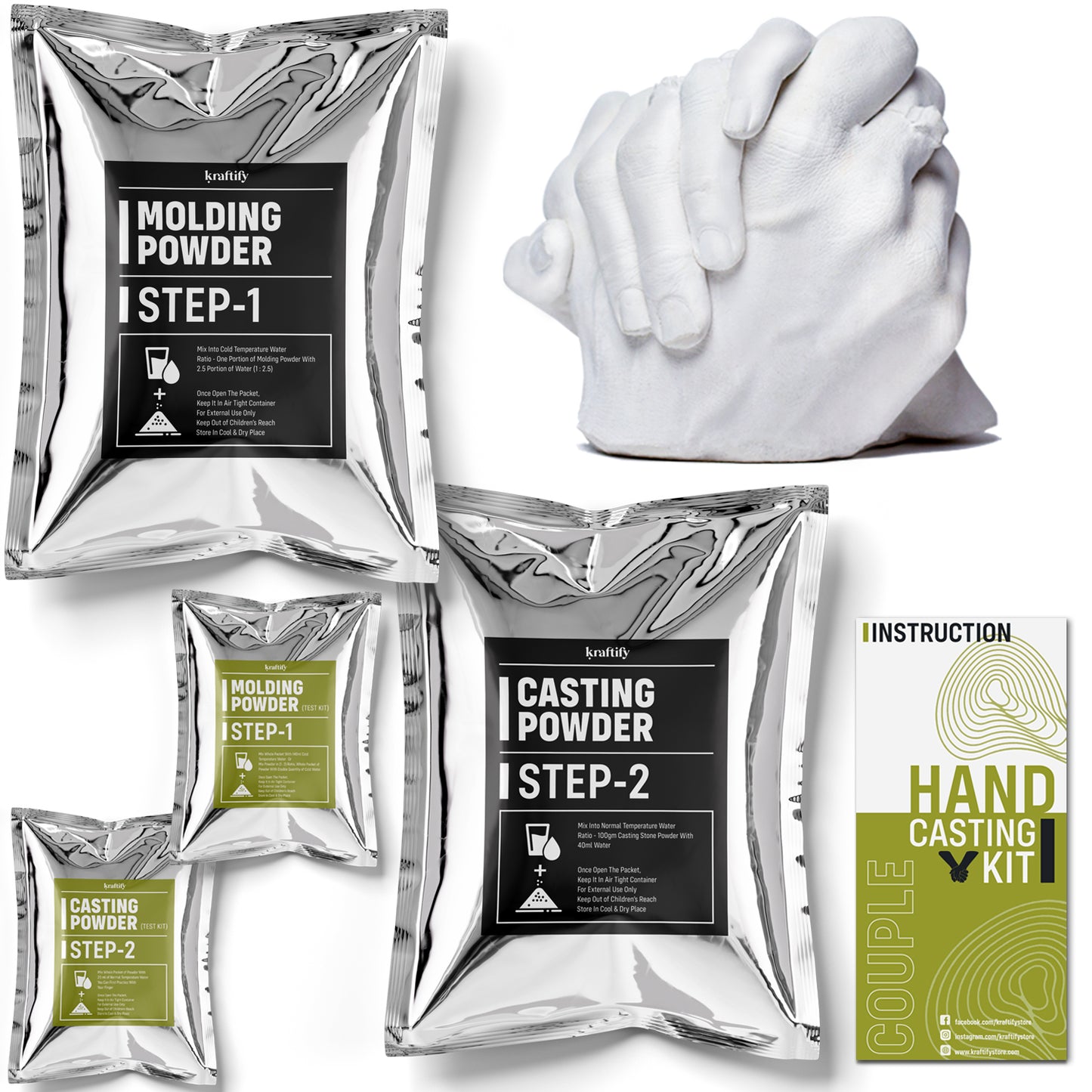 Kraftify™ Couple Hand Casting Kit - (Only Powders)